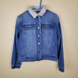 HAUTE MONDE Denim Sherpa Lined Jean Jacket